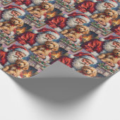 Santa Claus Holding Goldendoodle Christmas Art Geschenkpapier (Ecke)