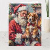 Santa Claus Holding Greater Swiss Mountain Art Karte (Vorderseite)