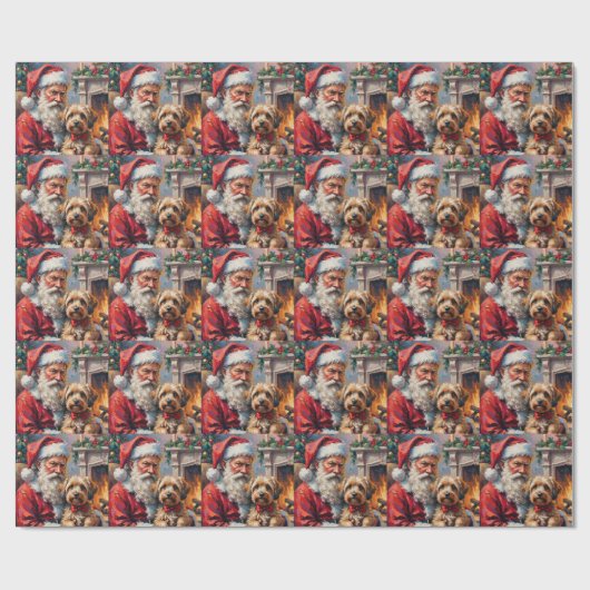 Santa Claus Holding Havanese Christmas Art Geschenkpapier (Flach)