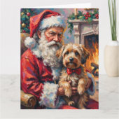 Santa Claus Holding Havanese Christmas Art Karte (Vorderseite)