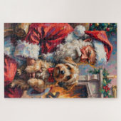 Santa Claus Holding Havanese Christmas Art Puzzle (Horizontal)