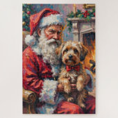 Santa Claus Holding Havanese Christmas Art Puzzle (Vertikal)