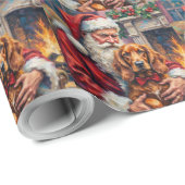 Santa Claus Holding Irish Red Setter Christmas Art Geschenkpapier (Rolleneckpunkt)