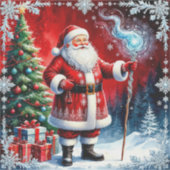 Santa Claus Holding Magic Staff Aufkleber (Vorderseite)