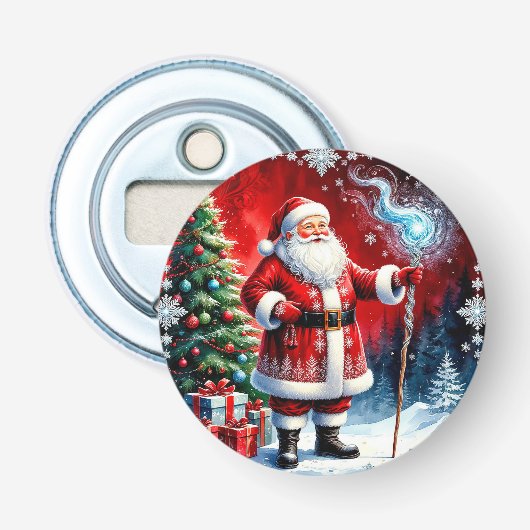 Santa Claus Holding Magic Staff Flaschenöffner (Vorderseite)