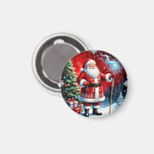 Santa Claus Holding Magic Staff Magnet (Vorderseite/Rückseite)