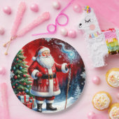 Santa Claus Holding Magic Staff Pappteller (Party)