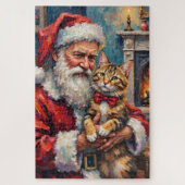Santa Claus Holding Maine Coon Cat Christmas Art Puzzle (Vertikal)
