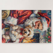 Santa Claus Holding Maltese Christmas Art Puzzle (Horizontal)