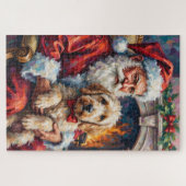 Santa Claus Holding Old English Sheepdog Christmas Puzzle (Horizontal)