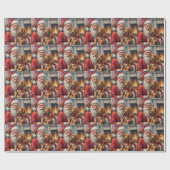 Santa Claus Holding Otterhound Christmas Art Geschenkpapier (Flach)