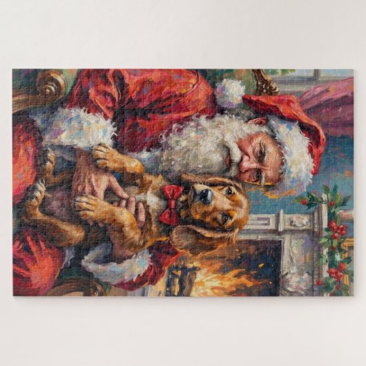 Santa Claus Holding Otterhound Christmas Art Puzzle (Horizontal)