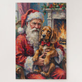 Santa Claus Holding Otterhound Christmas Art Puzzle (Vertikal)