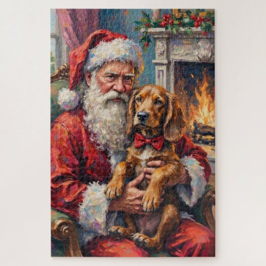 Santa Claus Holding Otterhound Christmas Art Puzzle (Vertikal)