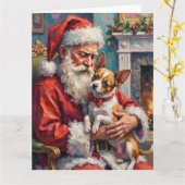 Santa Claus Holding Papillon Christmas Art Karte (Gelbe Blume)