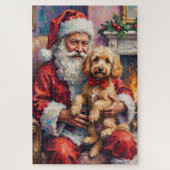 Santa Claus Holding Poodle Christmas Art Puzzle (Vertikal)