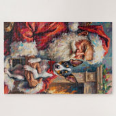 Santa Claus Holding Rat Terrier Christmas Art Puzzle (Horizontal)