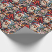 Santa Claus Holding Schnauzer Christmas Art Geschenkpapier (Ecke)