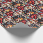 Santa Claus Holding Scottish Terrier Christmas Art Geschenkpapier (Ecke)
