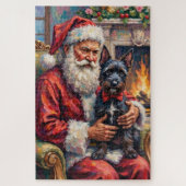 Santa Claus Holding Scottish Terrier Christmas Art Puzzle (Vertikal)