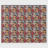 Santa Claus Holding Shar Pei Christmas Art Geschenkpapier (Flach)