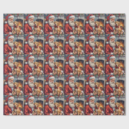 Santa Claus Holding Shar Pei Christmas Art Geschenkpapier (Flach)