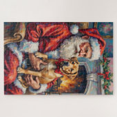 Santa Claus Holding Shar Pei Christmas Art Puzzle (Horizontal)
