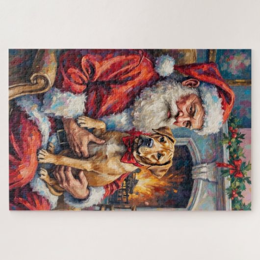 Santa Claus Holding Shar Pei Christmas Art Puzzle (Horizontal)