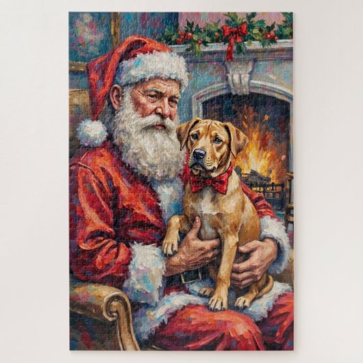 Santa Claus Holding Shar Pei Christmas Art Puzzle (Vertikal)