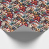 Santa Claus Holding Shih Tzu Christmas Art Geschenkpapier (Ecke)