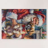 Santa Claus Holding Shih Tzu Christmas Art Puzzle (Horizontal)