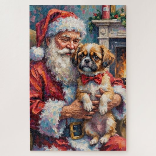 Santa Claus Holding Shih Tzu Christmas Art Puzzle (Vertikal)