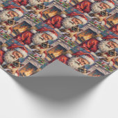 Santa Claus Holding Siamese Cat Christmas Art Geschenkpapier (Ecke)