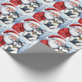 Santa Claus Holding Siberian Husky Christmas Art Geschenkpapier (Ecke)