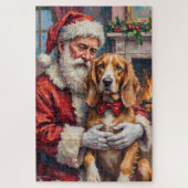Santa Claus Holding Silken Windhound Christmas Art Puzzle (Vertikal)