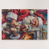 Santa Claus Holding Skye Terrier Christmas Art Puzzle (Horizontal)