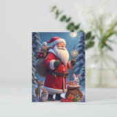 Santa Claus Holding Snowflake Postkarte (Stehend Vorderseite)