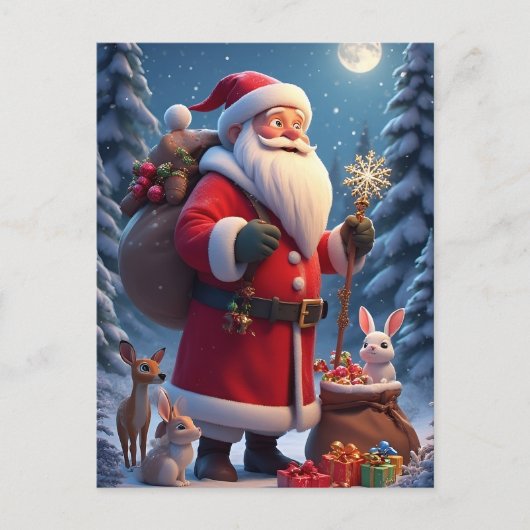 Santa Claus Holding Snowflake Postkarte (Vorderseite)