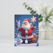 Santa Claus Holding Snowflake Postkarte (Stehend Vorderseite)