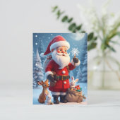 Santa Claus Holding Snowflake Postkarte (Stehend Vorderseite)