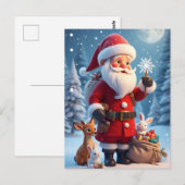 Santa Claus Holding Snowflake Postkarte (Vorne/Hinten)