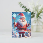 Santa Claus Holding Snowflake Postkarte (Stehend Vorderseite)