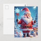 Santa Claus Holding Snowflake Postkarte (Vorne/Hinten)
