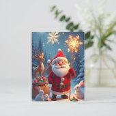 Santa Claus Holding Snowflake Postkarte (Stehend Vorderseite)