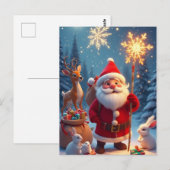 Santa Claus Holding Snowflake Postkarte (Vorne/Hinten)