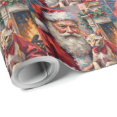 Santa Claus Holding Sphynx Cat Christmas Art Geschenkpapier (Rolleneckpunkt)