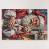 Santa Claus Holding Sphynx Cat Christmas Art Puzzle (Horizontal)