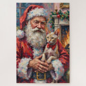 Santa Claus Holding Sphynx Cat Christmas Art Puzzle (Vertikal)