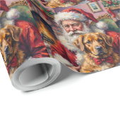 Santa Claus Holding Tibetan Mastiff Christmas Art Geschenkpapier (Rolleneckpunkt)