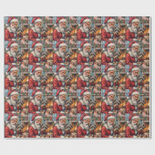 Santa Claus Holding Tibetan Terrier Christmas Art Geschenkpapier (Flach)